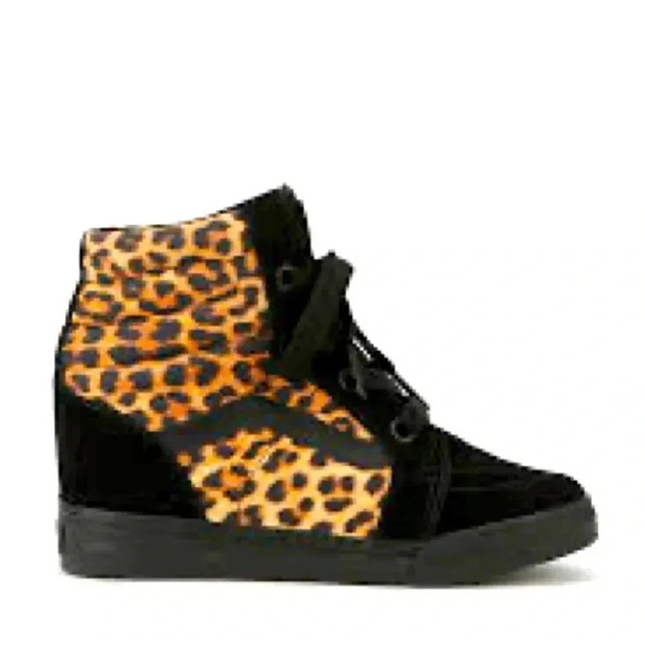 Vans Sk8 Cheetah/Leopard Hidden Wedge Hightop Sneakers from Urban Outfitters - Picture 1 of 9